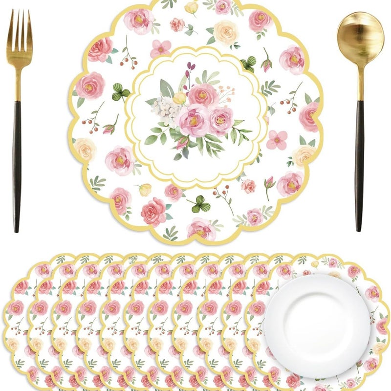 Pink Rose Disposable Paper Placemat for Table Decoration - Image 5