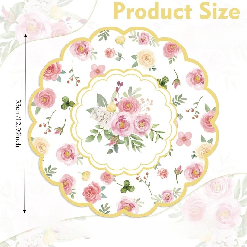 Pink Rose Disposable Paper Placemat for Table Decoration - Image 2