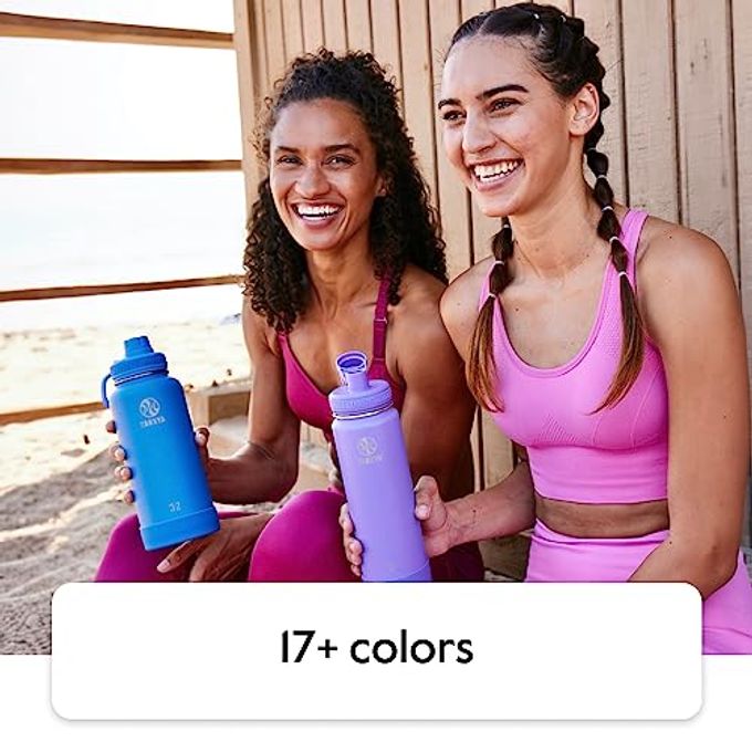 Takeya Actives 32 oz Water Bottle with Straw Lid Double Wall Stainless Steel Insulation Dishwasher Safe & BPA-Free Removable Bumper Blush - Image 3