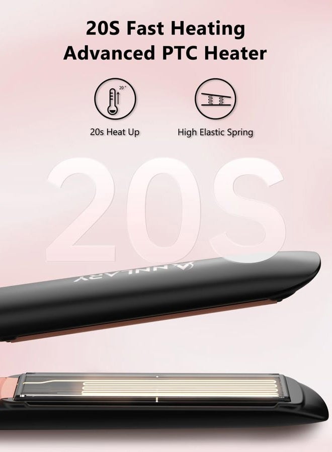 Annlary Hair Straightener 1 Inch Flat Iron and Curler 2 in 1 Titanium Ceramic Ionic Dual Voltage Straightener with Silicone, for Less Frizz, Shinier & Smoother - Image 5