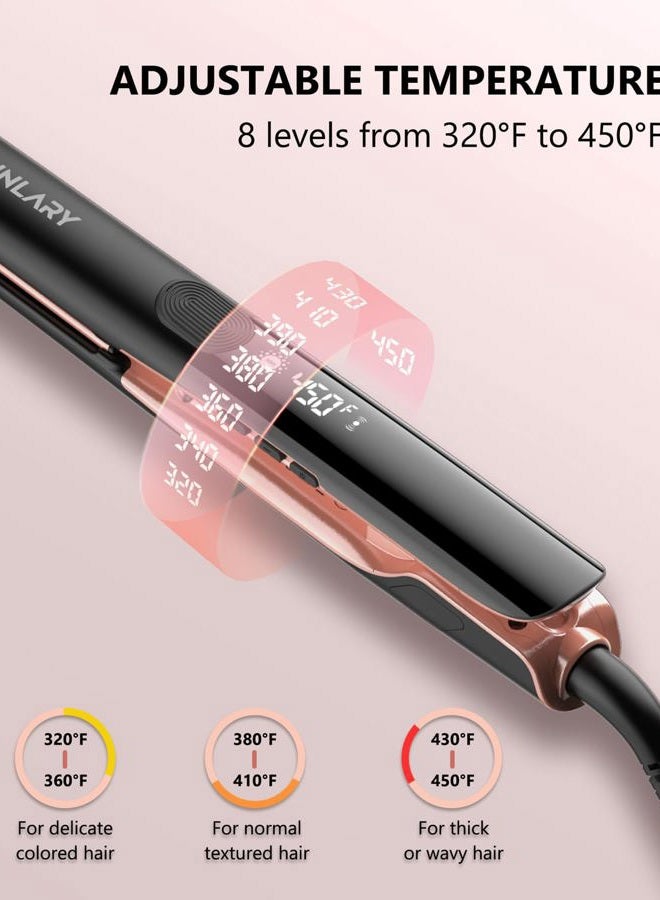 Annlary Hair Straightener 1 Inch Flat Iron and Curler 2 in 1 Titanium Ceramic Ionic Dual Voltage Straightener with Silicone, for Less Frizz, Shinier & Smoother - Image 3