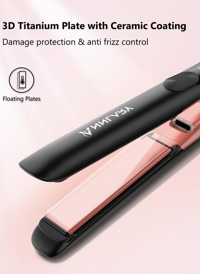 Annlary Hair Straightener 1 Inch Flat Iron and Curler 2 in 1 Titanium Ceramic Ionic Dual Voltage Straightener with Silicone, for Less Frizz, Shinier & Smoother - Image 4