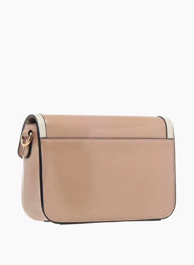 Celeste Womens Solid Crossbody Bag With Detachable Strap And Flap Closure