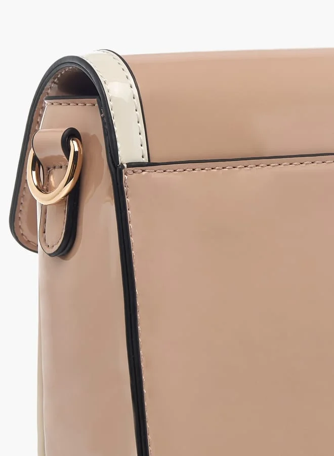 Celeste Womens Solid Crossbody Bag With Detachable Strap And Flap Closure