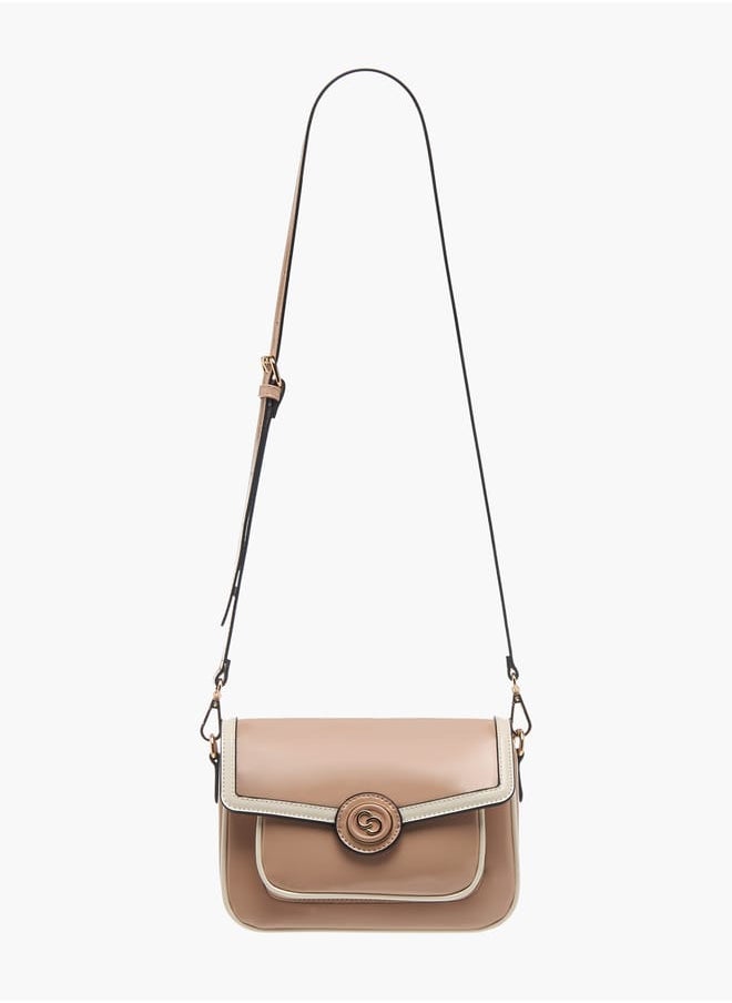 Celeste Womens Solid Crossbody Bag With Detachable Strap And Flap Closure  - Image 2