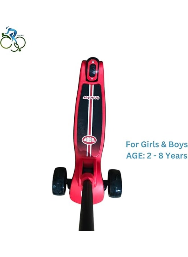 Ferrari Abo Elgoukh Kids’ 3-Wheel Foldable Scooter with Light-Up Wheels - Adjustable Height, Lean-to-Steer System, Safe & Durable - Image 3