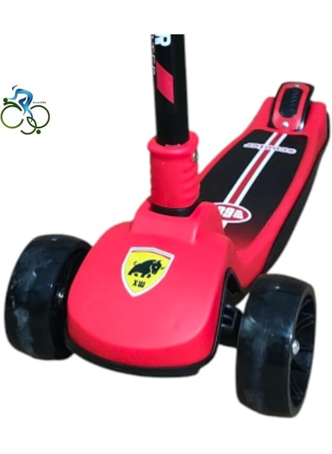 Ferrari Abo Elgoukh Kids’ 3-Wheel Foldable Scooter with Light-Up Wheels - Adjustable Height, Lean-to-Steer System, Safe & Durable - Image 2