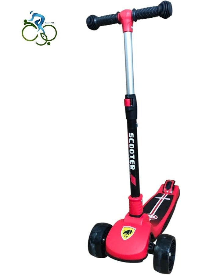 Ferrari Abo Elgoukh Kids’ 3-Wheel Foldable Scooter with Light-Up Wheels - Adjustable Height, Lean-to-Steer System, Safe & Durable - Image 1