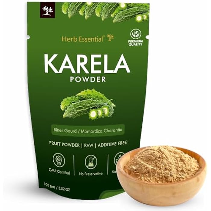 Herb Essential مسحوق كاريلا (البطيخ المر) النقي 100% من الأعشاب، مكمل طبيعي من البطيخ المر، غير معدل وراثيًا، نباتي وبدون مواد حافظة أو مكونات صناعية مضافة - 100 جرام (3.52 أونصة) - عبوة من 1 - Image 1