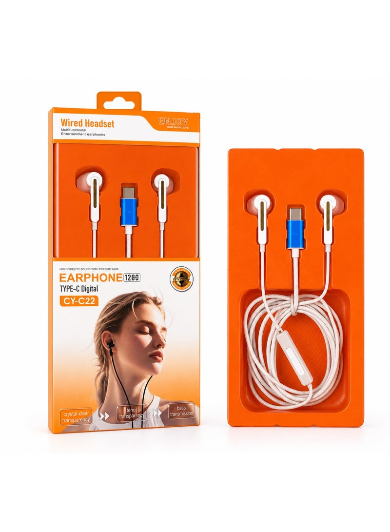 High‑Quality USB‑C Wired Earphones with Built‑In Mic and Control Button - Image 4