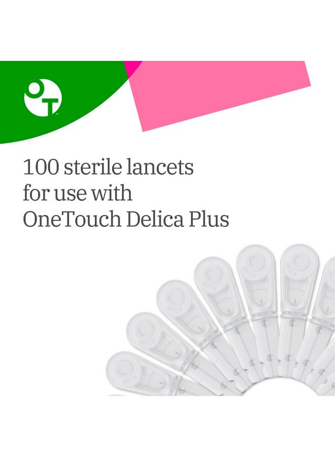 OneTouch Delica Plus Lancets for Diabetes Testing | Extra Fine 33-Gauge for Blood Test | Diabetic Supplies for Blood Sugar Monitor | for Lancing Device, 100 Count