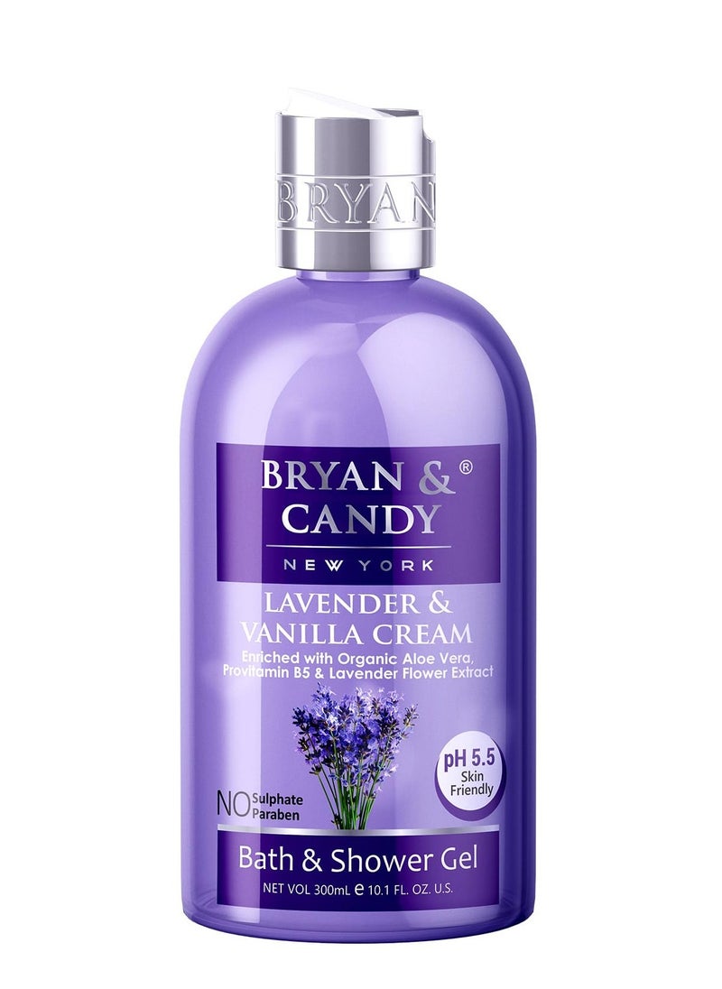 BRYAN & CANDY Bryan And Candy Lavender and Vanilla Shower Gel 300ml with Aloe Vera and Essential Oils  - Image 1