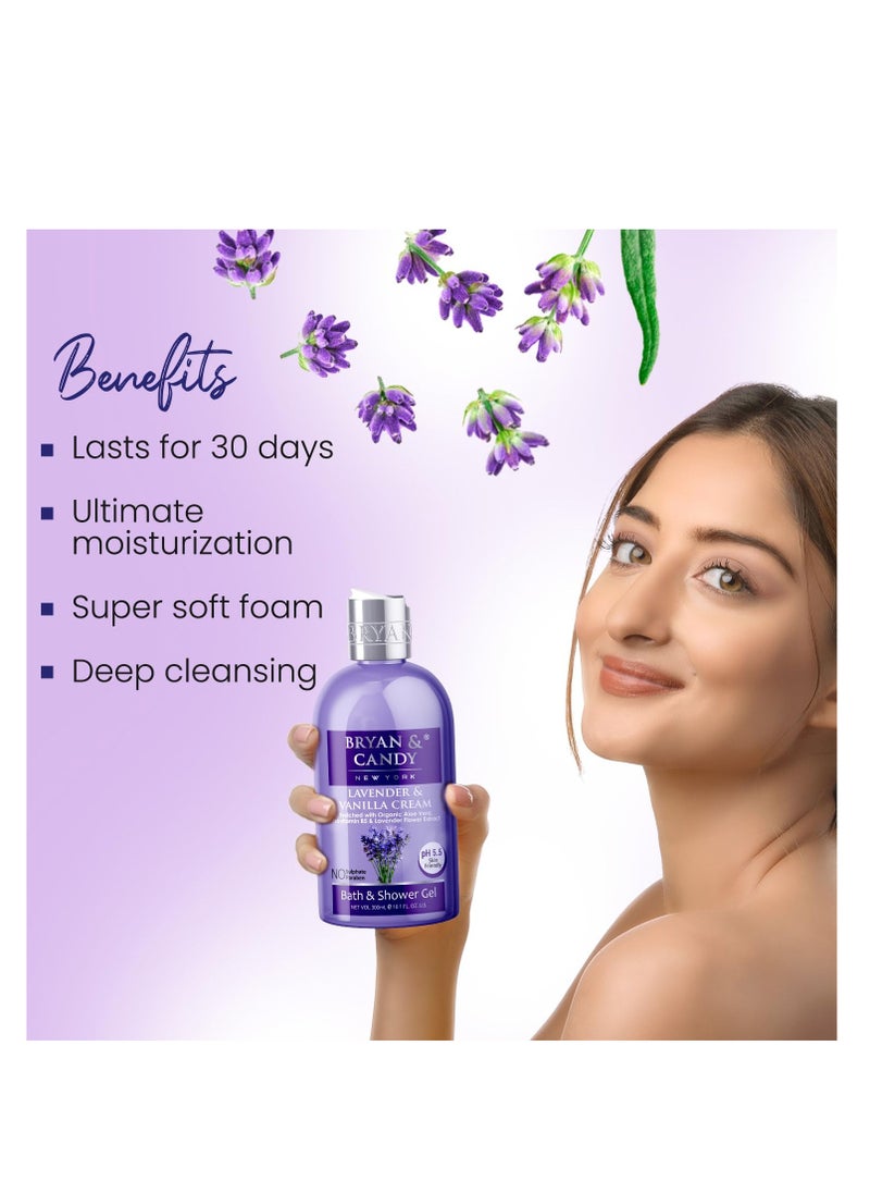 BRYAN & CANDY Bryan And Candy Lavender and Vanilla Shower Gel 300ml with Aloe Vera and Essential Oils  - Image 4
