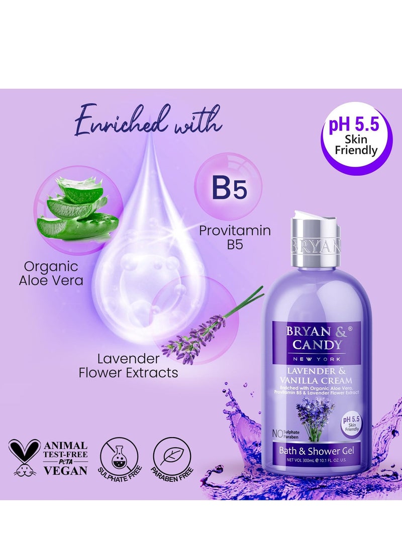 BRYAN & CANDY Bryan And Candy Lavender and Vanilla Shower Gel 300ml with Aloe Vera and Essential Oils  - Image 3
