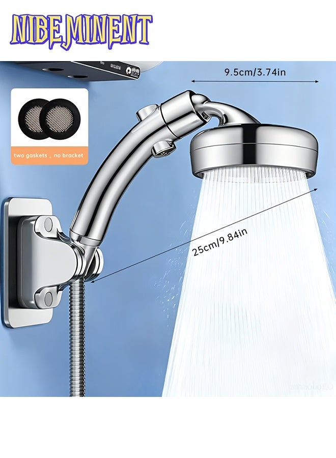 NIBEMINENT 360° Rotatable Adjustable Boost Shower Head, Handheld & Overhead 2-in-1 High Pressure Showerhead, Bathroom Water Saving Shower Sprayer, Easy Install Bath Shower Nozzle for Low Water Pressure It Includes a One-Button Stop Water Function - Image 1