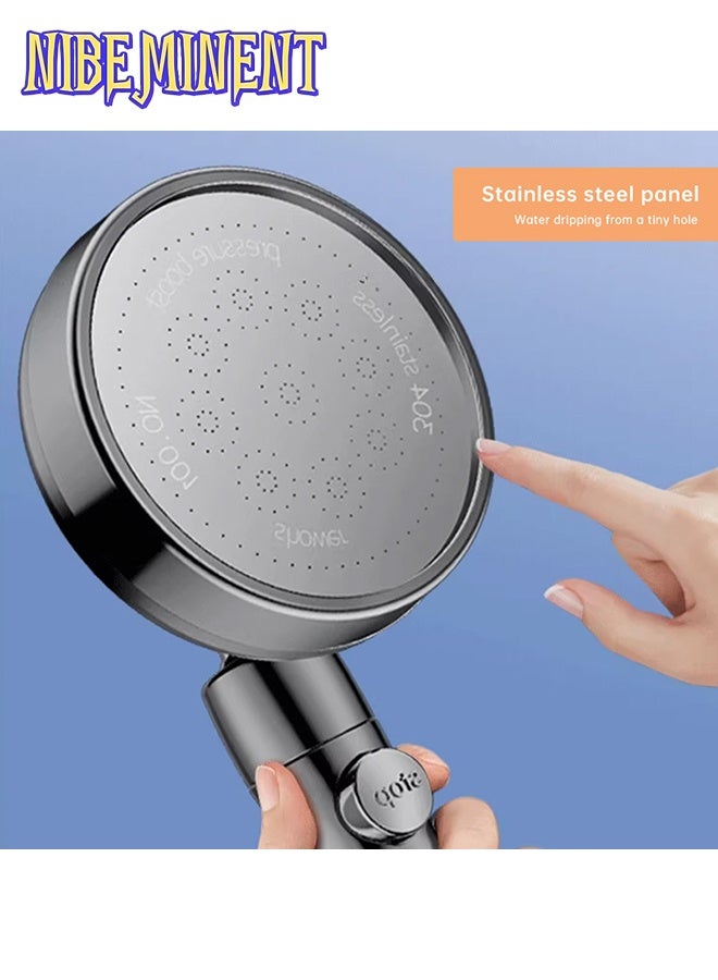 NIBEMINENT 360° Rotatable Adjustable Boost Shower Head, Handheld & Overhead 2-in-1 High Pressure Showerhead, Bathroom Water Saving Shower Sprayer, Easy Install Bath Shower Nozzle for Low Water Pressure It Includes a One-Button Stop Water Function - Image 5