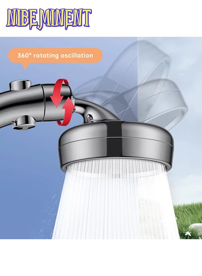 NIBEMINENT 360° Rotatable Adjustable Boost Shower Head, Handheld & Overhead 2-in-1 High Pressure Showerhead, Bathroom Water Saving Shower Sprayer, Easy Install Bath Shower Nozzle for Low Water Pressure It Includes a One-Button Stop Water Function - Image 3