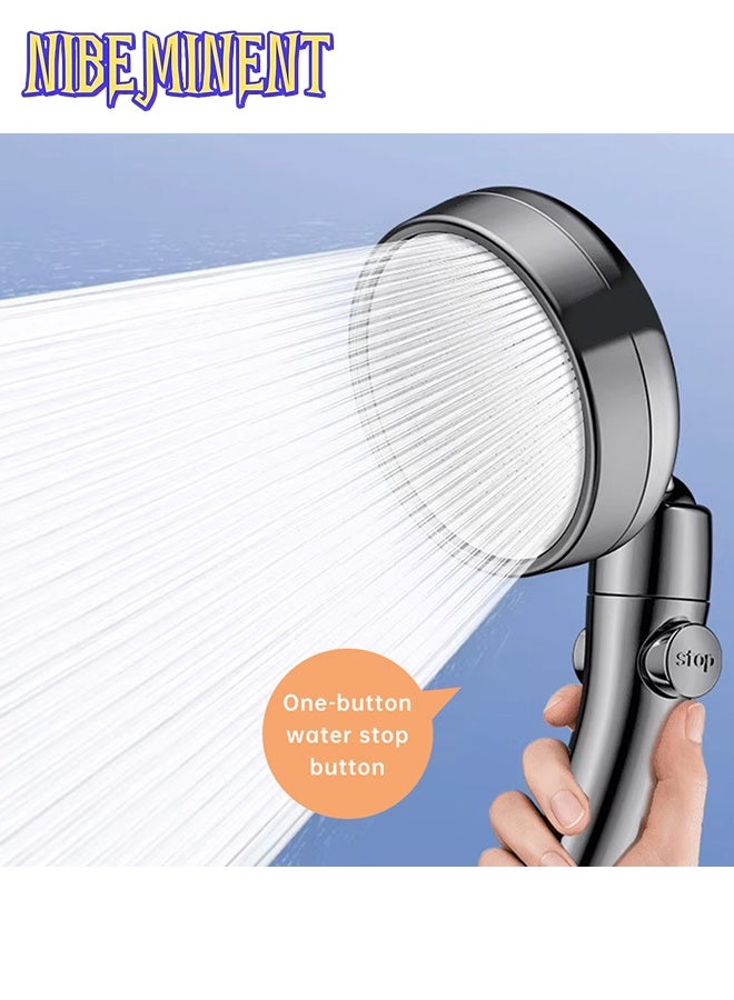 NIBEMINENT 360° Rotatable Adjustable Boost Shower Head, Handheld & Overhead 2-in-1 High Pressure Showerhead, Bathroom Water Saving Shower Sprayer, Easy Install Bath Shower Nozzle for Low Water Pressure It Includes a One-Button Stop Water Function - Image 4