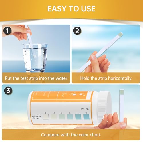 AAwipes Ammonia Test Strips for Fish Tank Aquarium Test Strips Aquarium Water Test Kit Freshwater Fish Tank (50) - Image 5