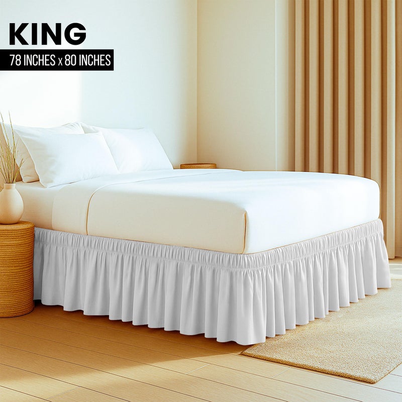 Utopia Bedding غطاء سرير ملكي مرن من يوتوبيا - غطاء سهل الالتفاف - تنورة سرير من الألياف الدقيقة مع حزام مرن قابل للتعديل بطول 16 بوصة - تنورة سرير بجودة فندقية، مقاومة للتلاشي (ملكي، أبيض) - Image 2