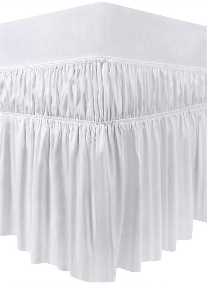 Utopia Bedding Utopia Bedding King Elastic Bed Ruffle - Easy Wrap Around Ruffle - Microfiber Bed Skirt with Adjustable Elastic Belt 16 Inch Tailored Drop - Hotel Quality Bedskirt, Fade Resistant (King, White) 