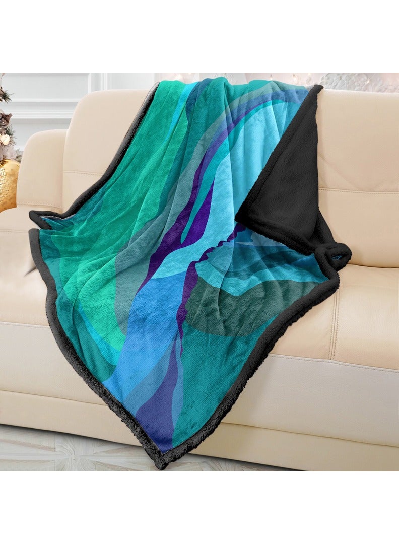 ريزاريز بطانية أريكة ناعمة باللون الأزرق المخضر