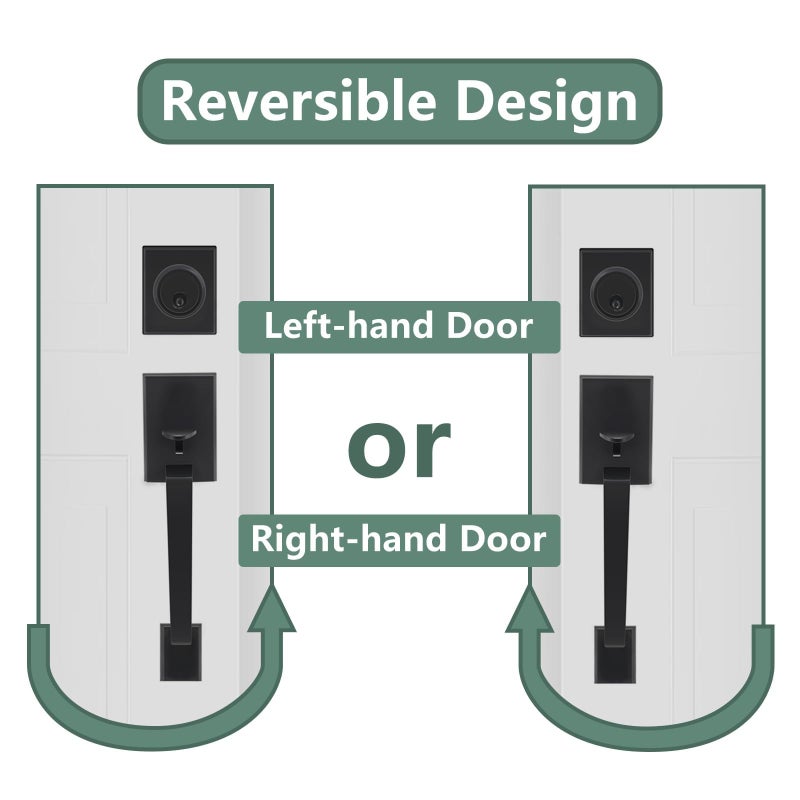 Foswdero Front Door Lock Set with Door Knob for Exterior Entry Door, Front Door Handle and Deadbolt Set, Zinc Alloy, Modern Style (Matte Black, 8012) - Image 2
