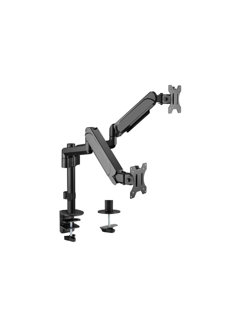GAMEON Pole-Mounted Gas Spring Dual Monitor Arm, Stand And Mount For Gaming And Office Use, 17" - 32", Each Arm Up To 9 KG, Black - Image 2