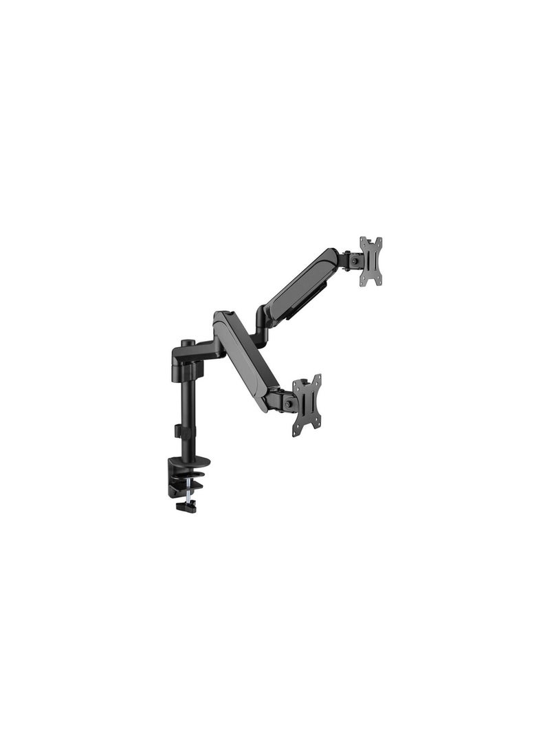 GAMEON Pole-Mounted Gas Spring Dual Monitor Arm, Stand And Mount For Gaming And Office Use, 17" - 32", Each Arm Up To 9 KG, Black - Image 1