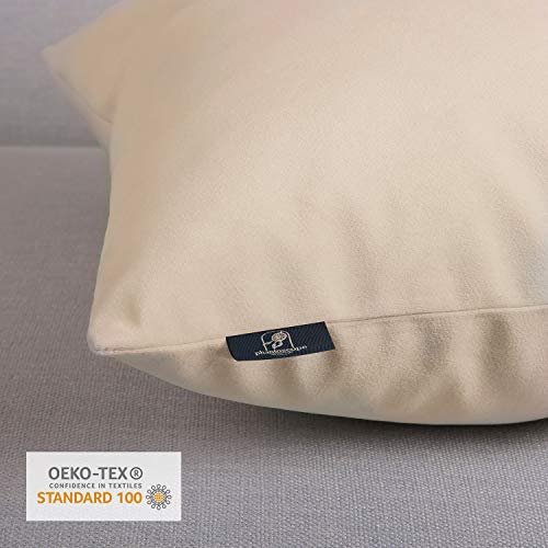 Phantoscope Pack of 2 Velvet Decorative Throw Pillow Covers Soft Solid Square Cushion Case for Couch Beige 12 x 20 inches 30 x 50 cm - Image 3