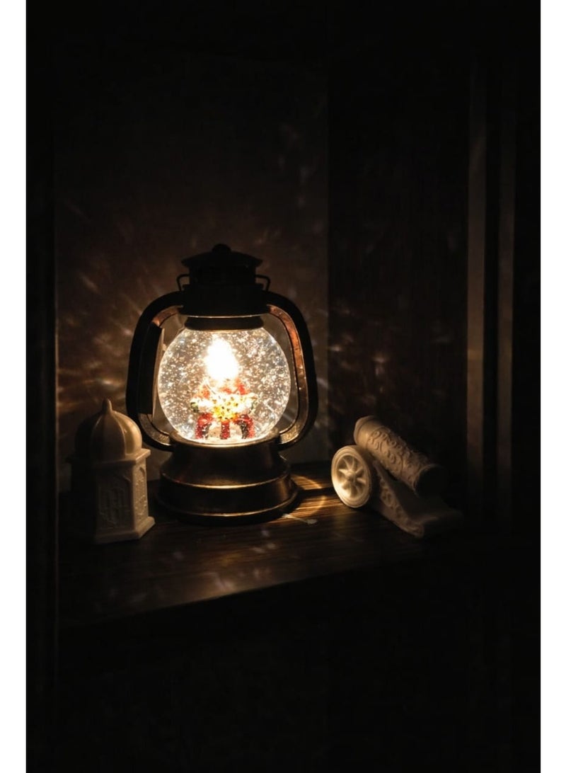 A Ramadan Lantern Made Of Acrylic In The Shape Of A Snow Globe, Featuring A Ramadan Man Figurine, Lights, Sounds, Songs, And Resin Decorations (A White Ramadan Cannon And A White Mosque Dome) - Home Decor And Ramadan Decorations - Model 19-45 - Image 2