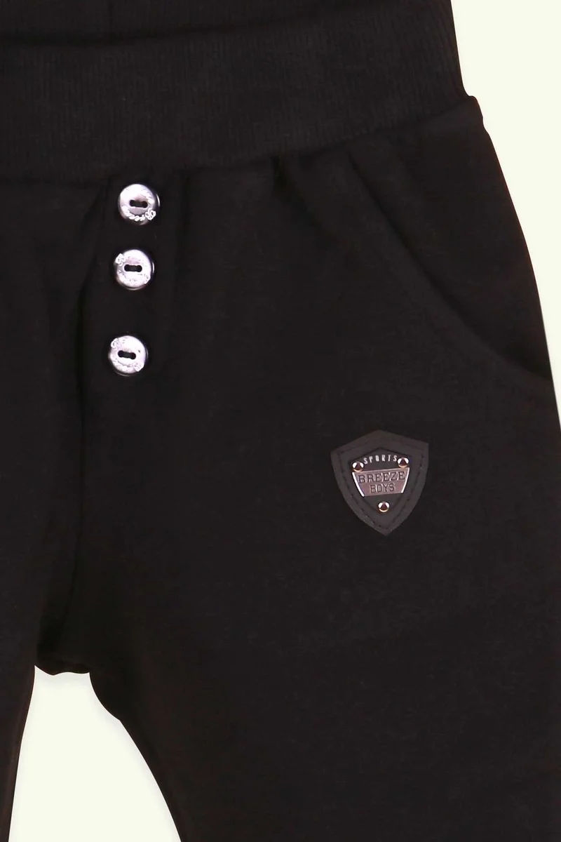 Breeze Baby Boy Sweatpants With Emblem Basic Black (9 Months-3 Years)