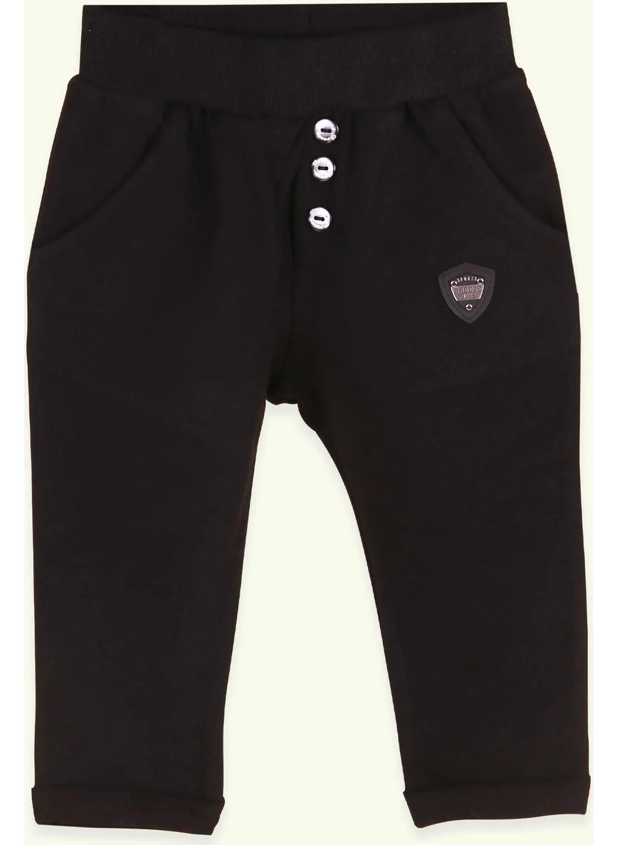 Breeze Baby Boy Sweatpants With Emblem Basic Black (9 Months-3 Years)