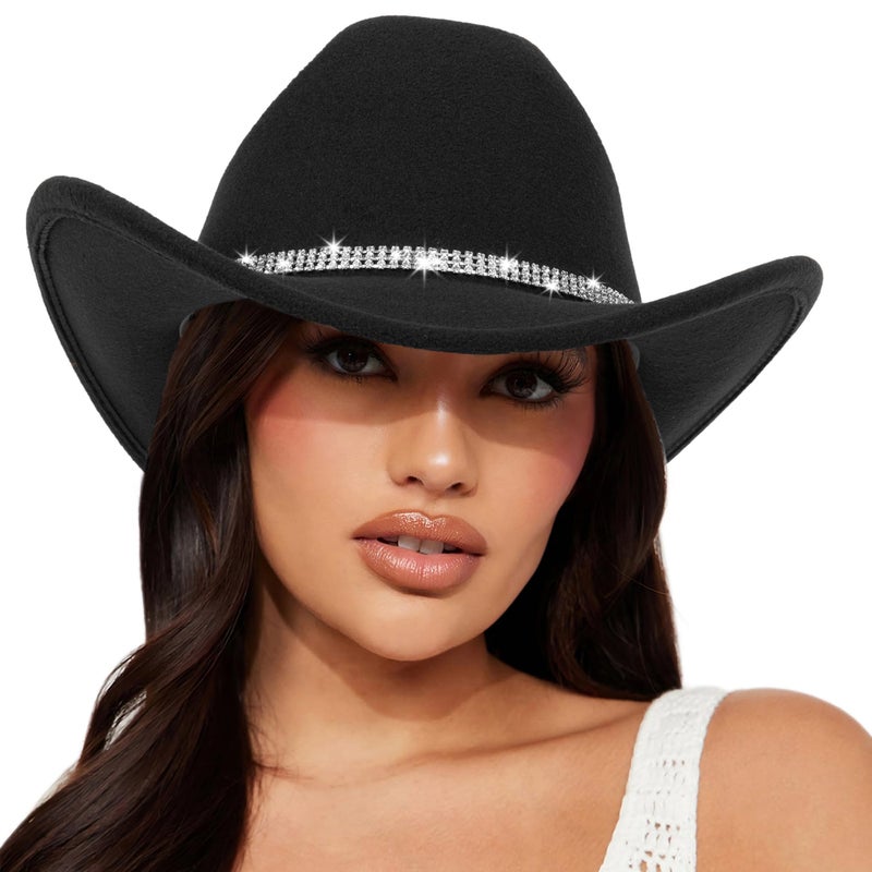 FGSS Classic Felt-Western-Cowboy-Cowgirl-Hats for Women-Men Fedora-Jazz-Hat with Band(Lagre) - Image 4