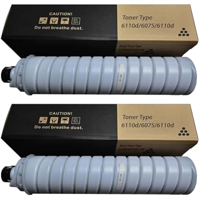 BLACK TONER TYPE 6110D/6075/6110D TONER CARTRIDGE COMPATIBLE WITH RICOH 841332 TYPE 6110D 6075 TONER CARTRIDGE FOR RICOH AFICIO MP6000 MP6500 MP7000 MP7500 MP8000 PRINTERS(2-PACK ) - Image 1
