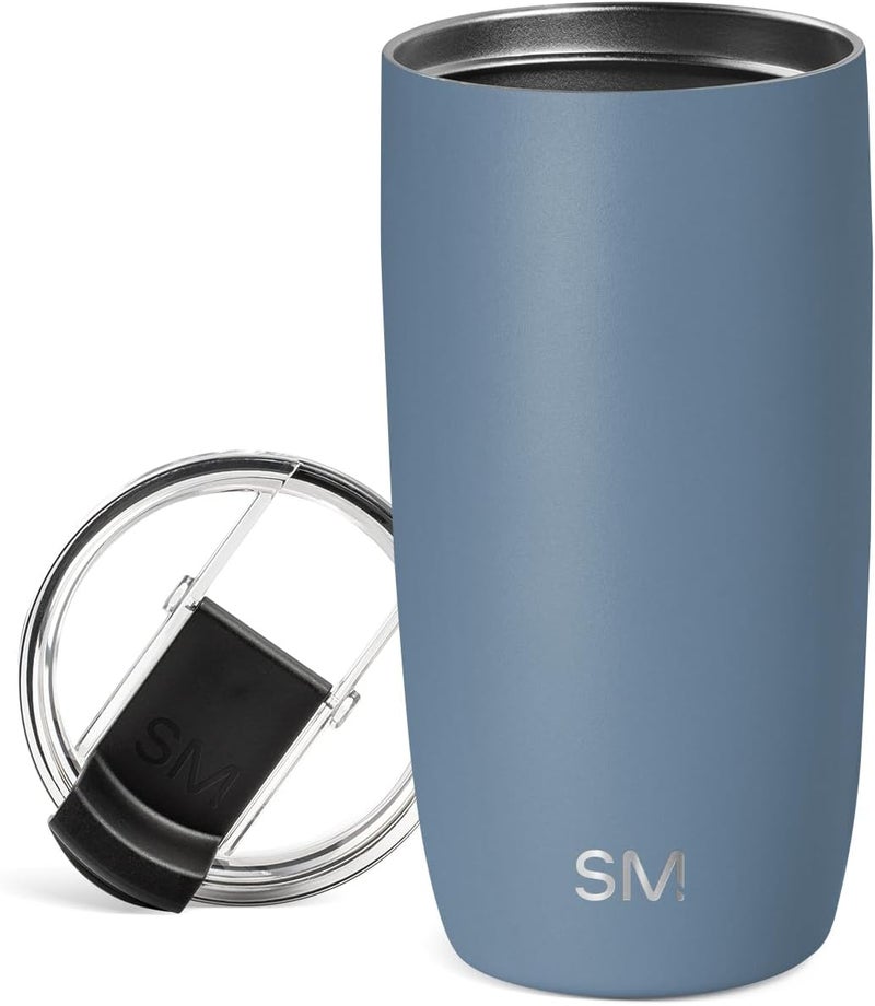 Simple Modern Travel Coffee Mug Tumbler with Flip Lid | Reusable Insulated Stainless Steel Cold Brew Iced Coffee Cup Thermos | Gifts for Women Men Him Her | Voyager Collection | 16oz | Blue Dune - Image 1