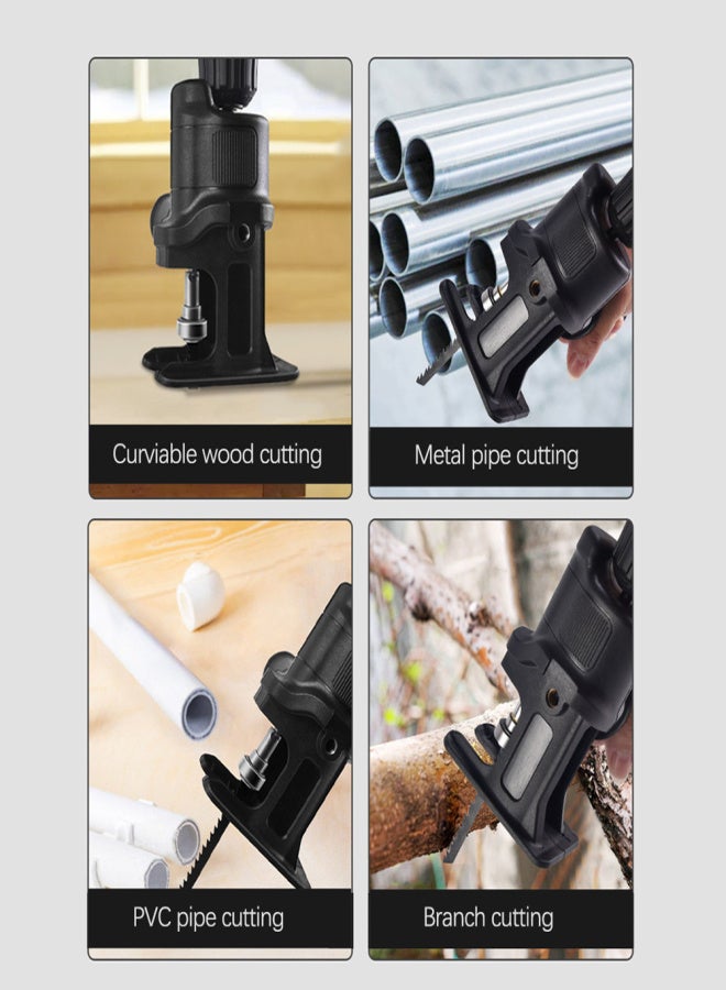 Electric Drill Modified To Electric Saws Accessory Electric Reciprocating Saws Drill to Saber Saws Portable Woodworking Cutting Utility Tool with 3 Sawblades - Image 3