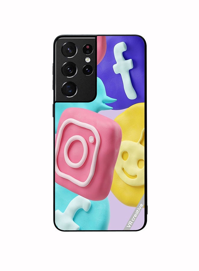 VR CREATIVE Protective Case Cover For Samsung Galaxy S21 Ultra 5G Icon Design Multicolour - Image 1