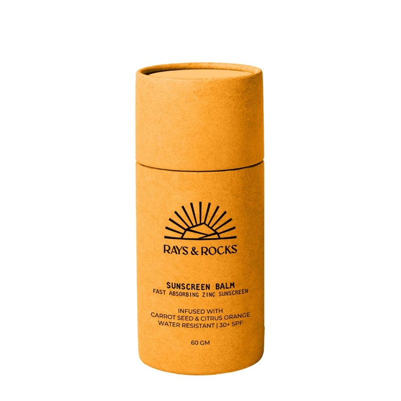 Sunscreen Balm, Fast Absorbing Zinc Sunscreen, SPF 30+, Water Resistant, Carrot Seed & Citrus Orange, 60gm - Image 1