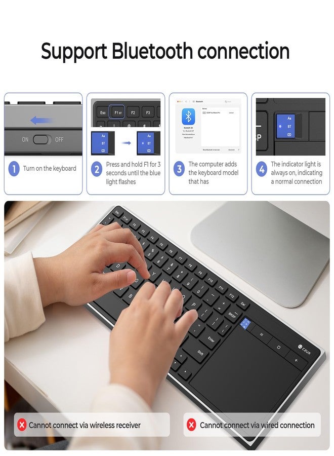 CZUR Portable Computer Keyboard with Trackpad, Rechargeable Bluetooth Keyboard with Touchpad, Wireless Ultra Slim Keyboard for PC/Laptop/Tablet/Phone, for Windows/Android - Image 5