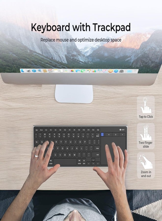 CZUR Portable Computer Keyboard with Trackpad, Rechargeable Bluetooth Keyboard with Touchpad, Wireless Ultra Slim Keyboard for PC/Laptop/Tablet/Phone, for Windows/Android - Image 3