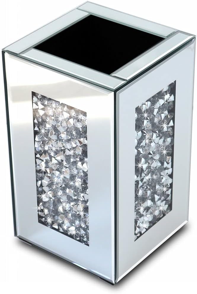 ALLARTONLY Crushed Diamond Mirrored Vase 6x6x10 inch Crystal Silver Glass Stunning Decorative Vase Flower Luxury for Home Decor. Can’t Hold Water. - Image 4