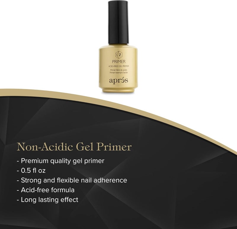 ابريس عدة أظافر احترافية من Apres Gel-X - زجاجة ذهبية من رابط pH، برايمر خالٍ من الأحماض، وصيغة جل ناعم قابلة للإزالة بالنقع (15 مل لكل منها) حجم قابل للتعديل - Image 2