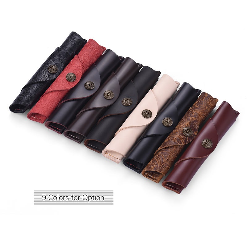 Antique Leather Pen Case Fountain Handmade Sleeve Bag Pouch Protector for Single Pen Stylus Ballpoint 7 * 1.2'' - Image 5