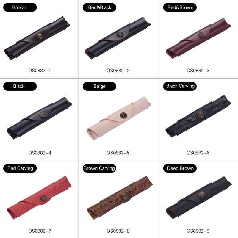 Antique Leather Pen Case Fountain Handmade Sleeve Bag Pouch Protector for Single Pen Stylus Ballpoint 7 * 1.2'' - Image 3