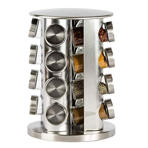 Tray 16 In 1 360 Multipurpose Revolving Spice Rack Jar Set,Masala Box,Organizer Stand,Namak Dani,Tikkar Pepper,Oregano,Chilli Flakes,Storage Canister,Airtight,Rustproof,Corner Shelf - Countertop - Image 1