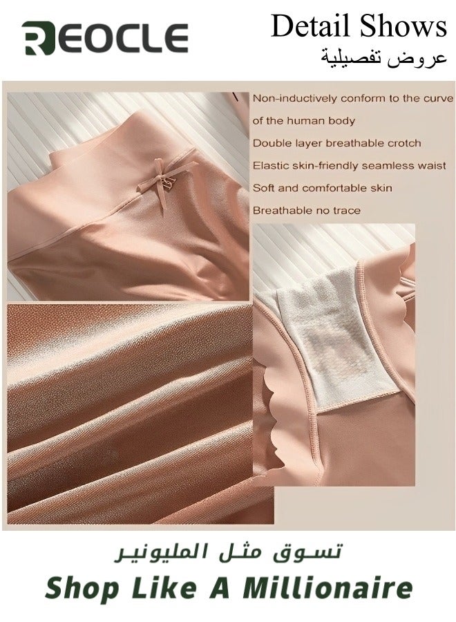 REOCLE Women's Brief Panties High-Waisted Ice Silk Underwear Moisture-Wicking Underwear Super Soft Designed with Comfort in Mind High Waist Triangle Pants for Women  - Image 3