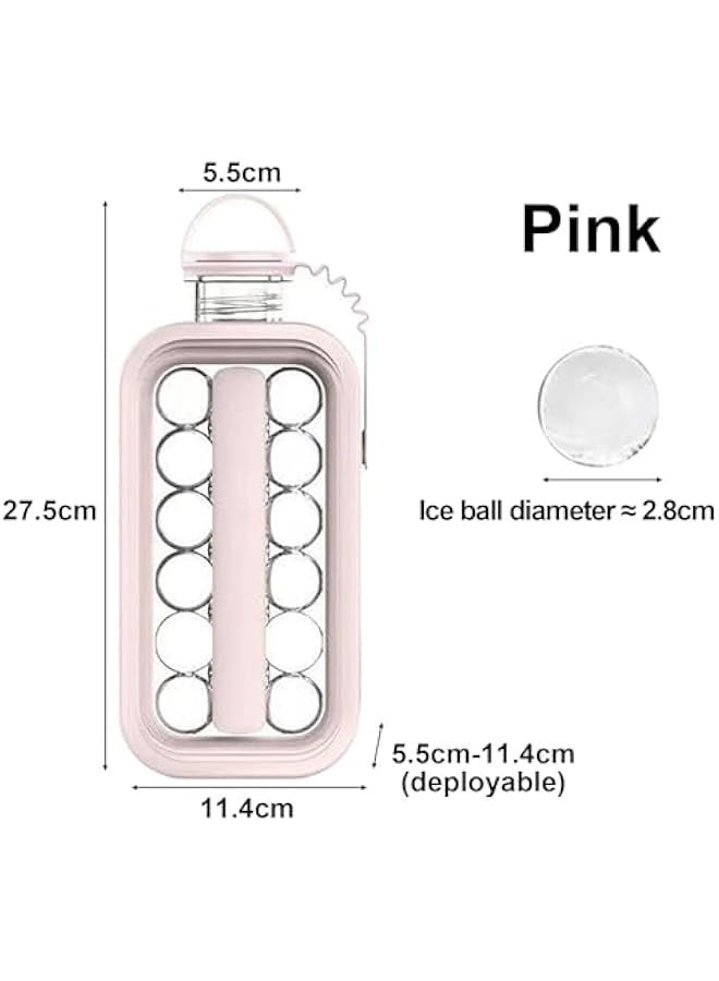 بيوينتي زجاجة صنع كرات الثلج المحمولة - 2 في 1 لصنع كرات الثلج ومكعبات دائرية محمولة من السيليكون مع 17 شبكة جسم مسطح للتبريد السريع والكوكتيلات المثالية (بينك) - Image 3