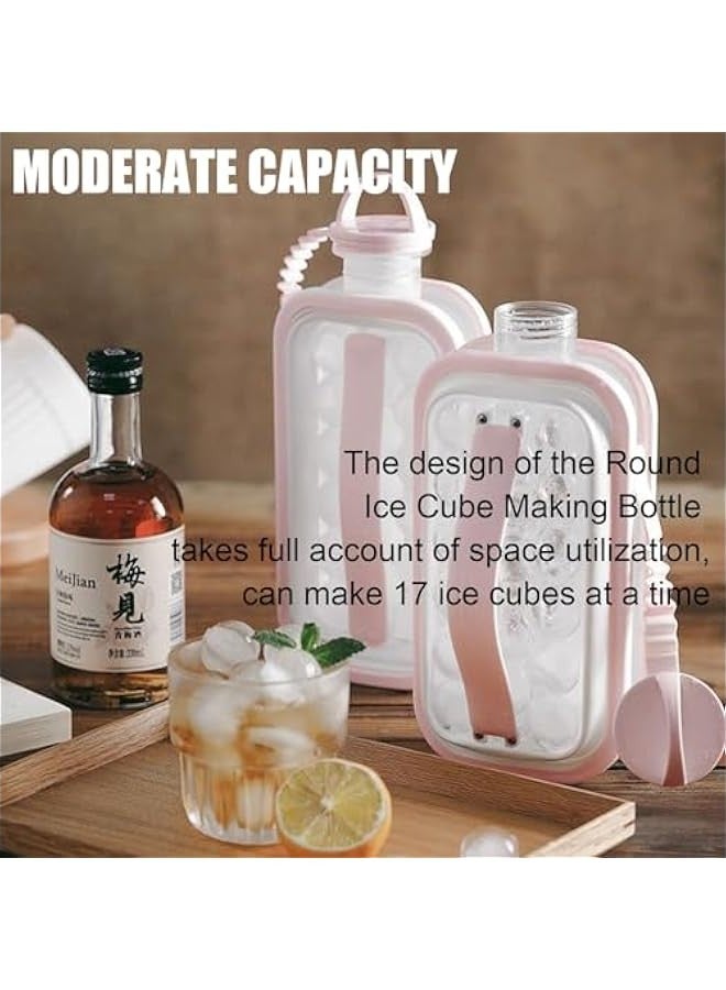 بيوينتي زجاجة صنع كرات الثلج المحمولة - 2 في 1 لصنع كرات الثلج ومكعبات دائرية محمولة من السيليكون مع 17 شبكة جسم مسطح للتبريد السريع والكوكتيلات المثالية (بينك) - Image 4