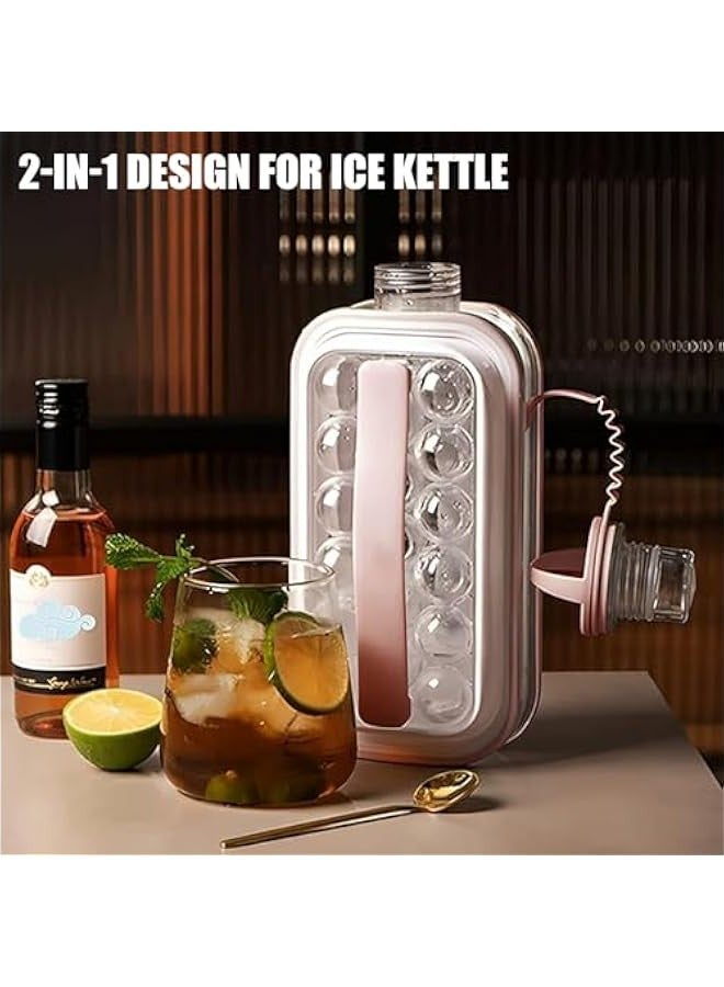 بيوينتي زجاجة صنع كرات الثلج المحمولة - 2 في 1 لصنع كرات الثلج ومكعبات دائرية محمولة من السيليكون مع 17 شبكة جسم مسطح للتبريد السريع والكوكتيلات المثالية (بينك) - Image 5